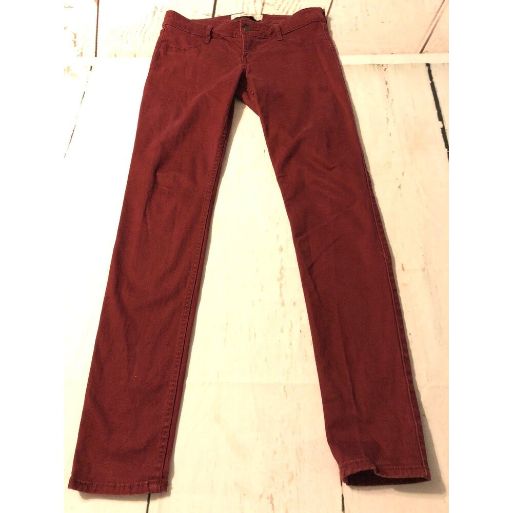 Hollister Women's Jeans Burgundy Super Skinny Stretch Jr Size 5 Or 27 X 30
